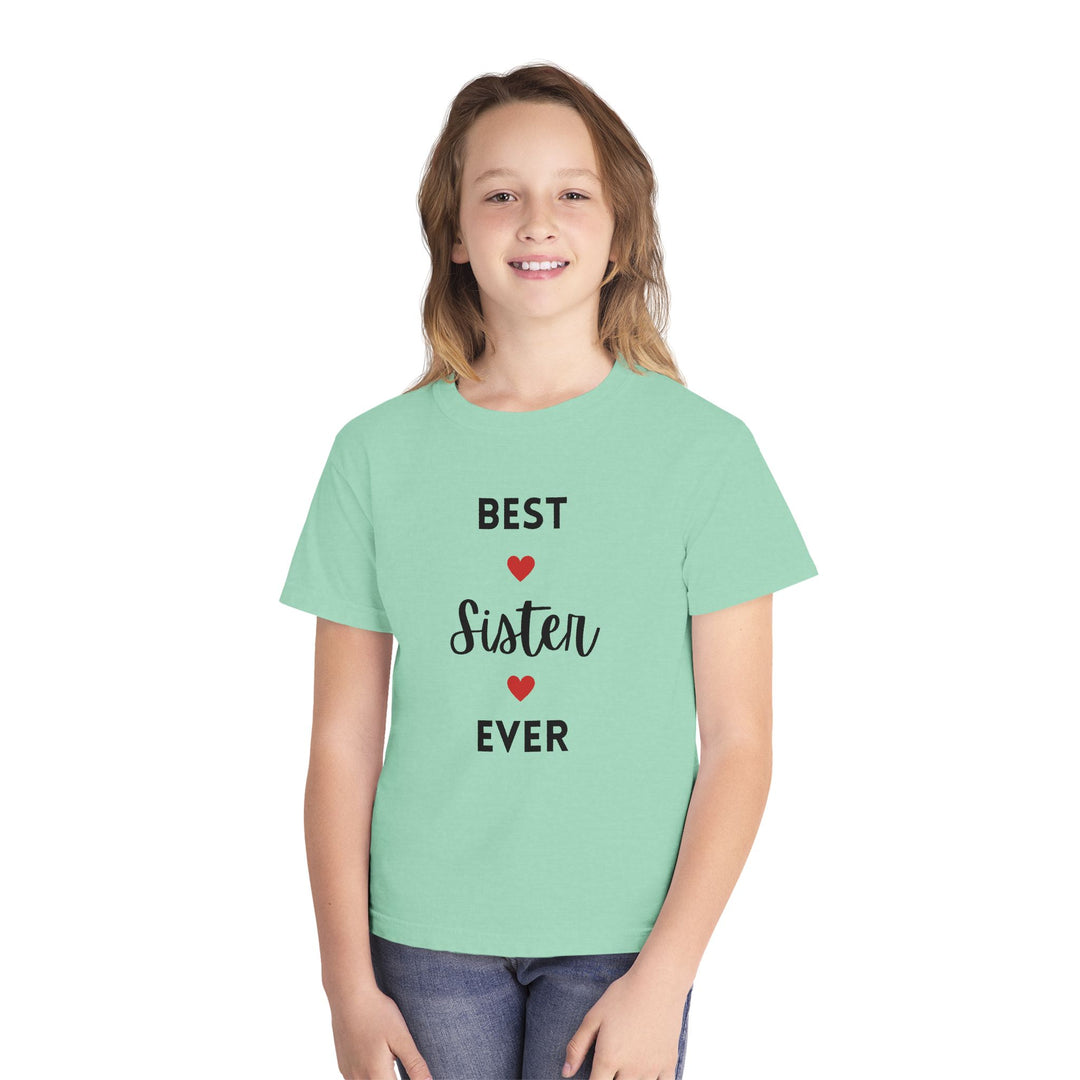 Best Sister Ever Youth Tee — Kids' Yellow 'Best Sister Ever' Heart T‑Shirt