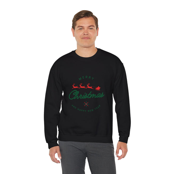 Christmas Crewneck Sweatshirt - 'Merry Christmas' Santa Sleigh Holiday Sweatshirt