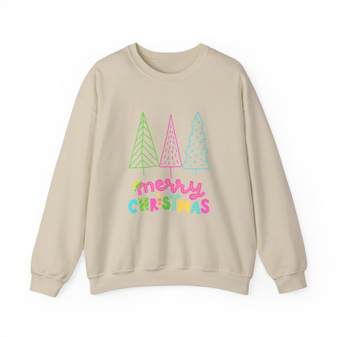 Christmas Crewneck Sweatshirt — Pastel 'Merry Christmas' Trees