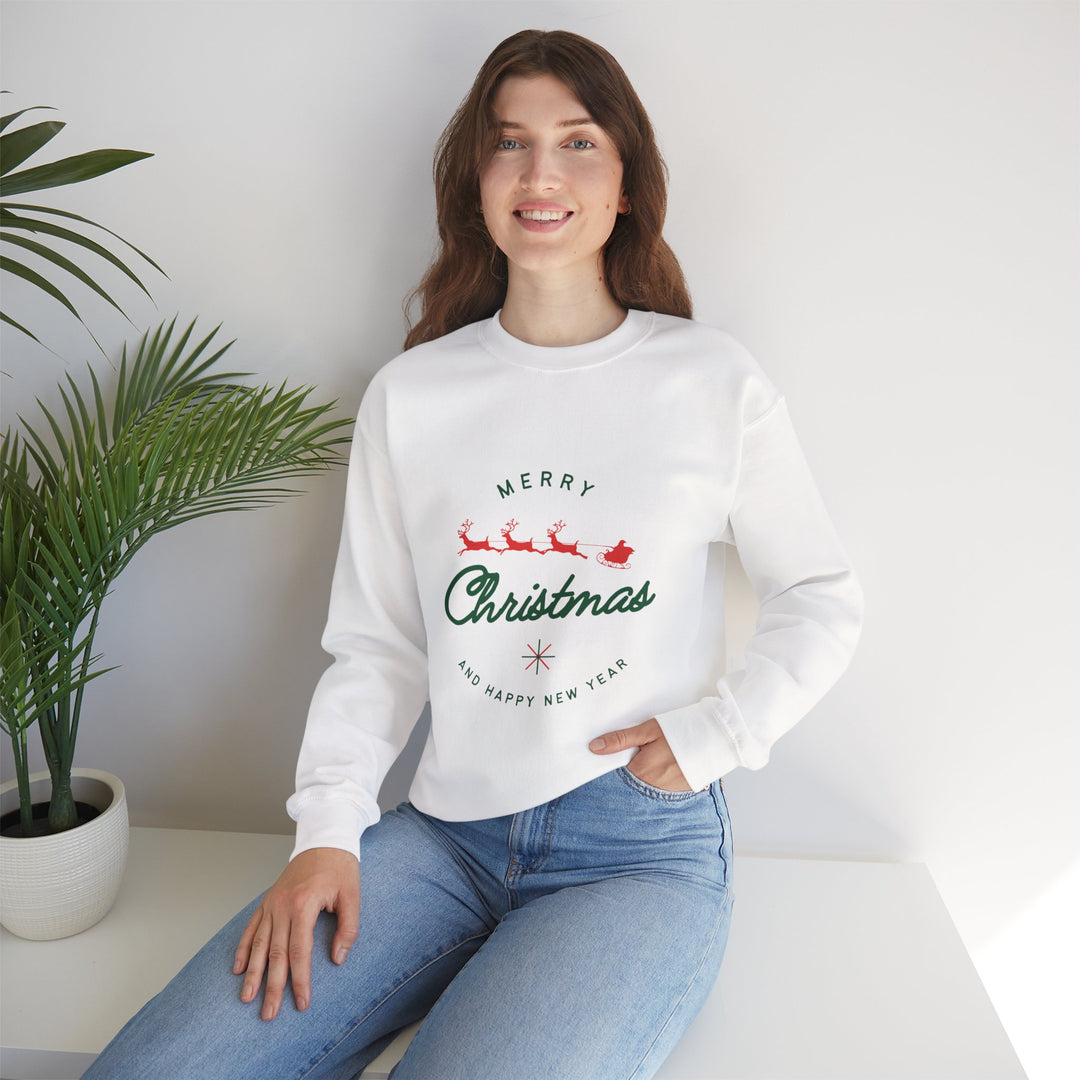 Christmas Crewneck Sweatshirt - 'Merry Christmas' Santa Sleigh Holiday Sweatshirt