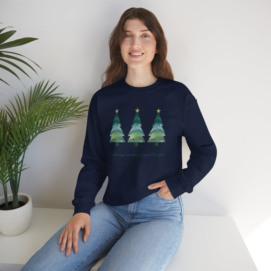 Christmas Tree Crewneck Sweatshirt — Cozy Holiday Trees Design