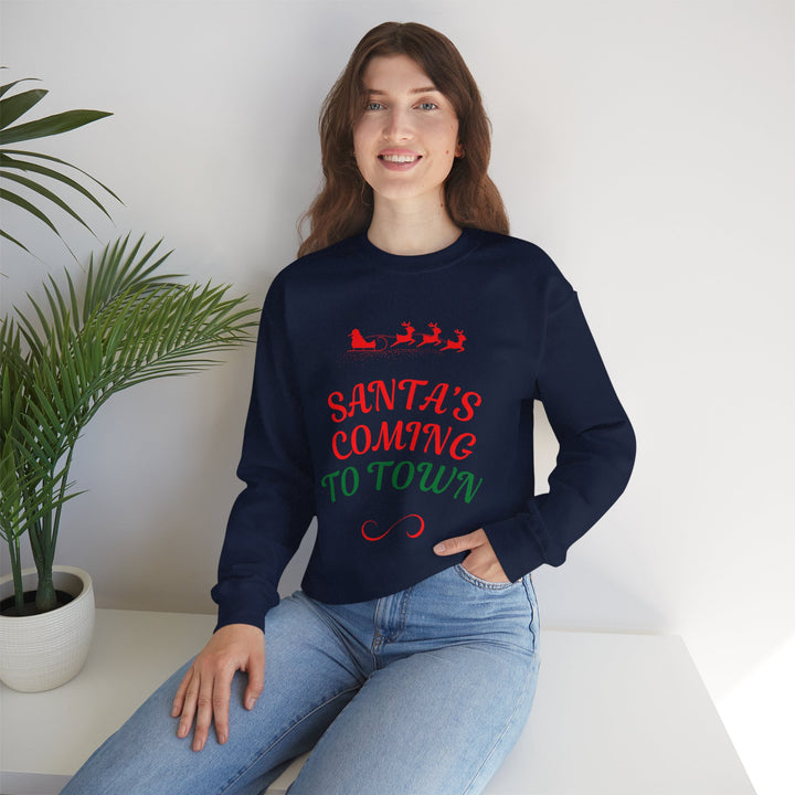 Christmas Sweatshirt — "Santa's Coming to Town" Festive Crewneck
