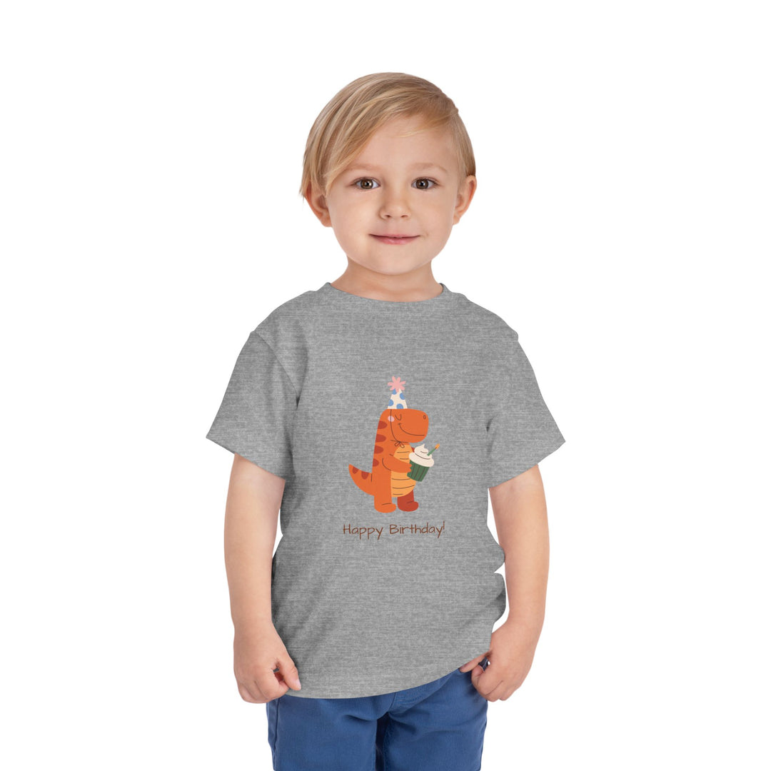 Toddler Tee — Cute Birthday Dinosaur "Happy Birthday" Shirt