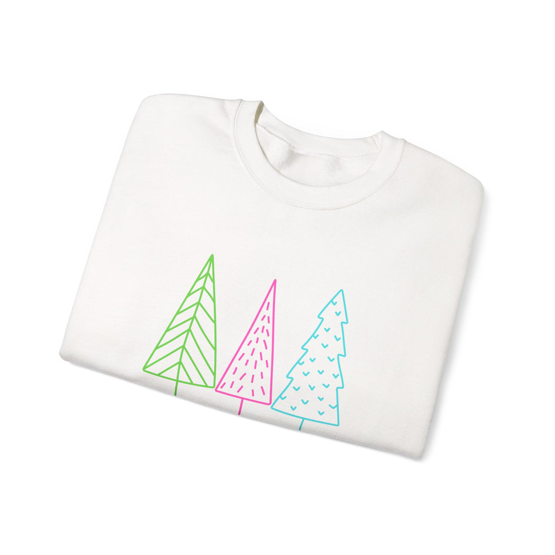 Christmas Crewneck Sweatshirt — Pastel 'Merry Christmas' Trees