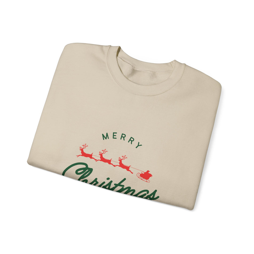 Christmas Crewneck Sweatshirt - 'Merry Christmas' Santa Sleigh Holiday Sweatshirt