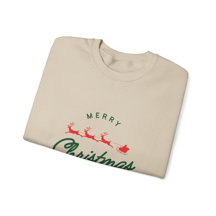 Christmas Crewneck Sweatshirt - 'Merry Christmas' Santa Sleigh Holiday Sweatshirt