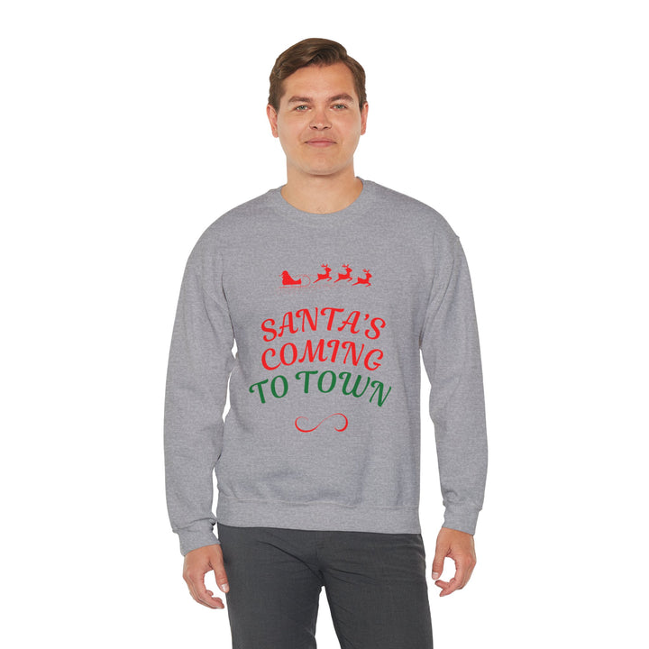 Christmas Sweatshirt — "Santa's Coming to Town" Festive Crewneck