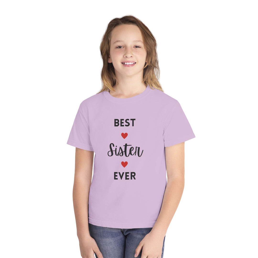 Best Sister Ever Youth Tee — Kids' Yellow 'Best Sister Ever' Heart T‑Shirt