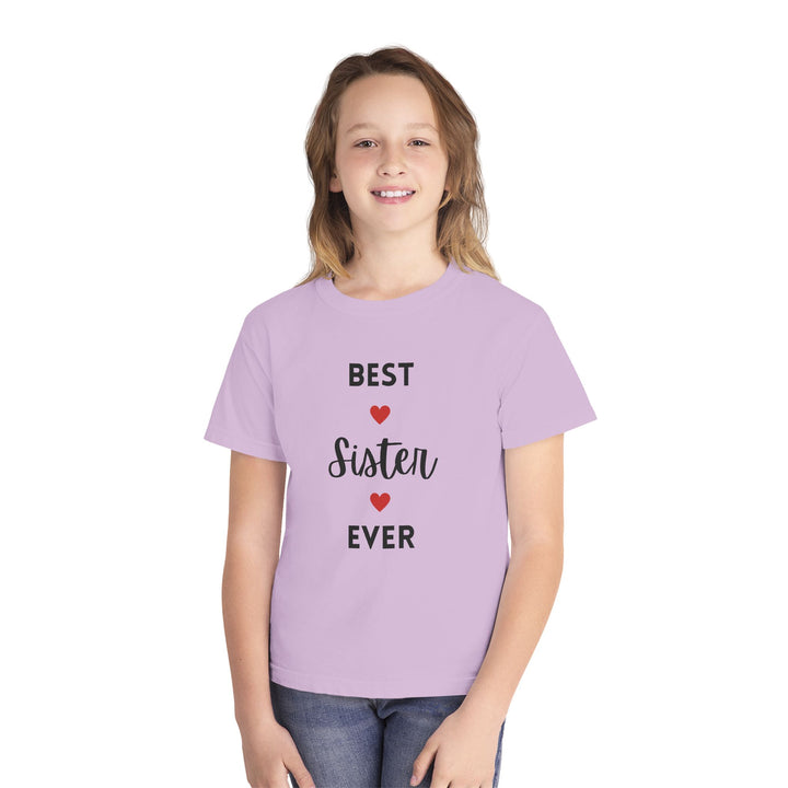 Best Sister Ever Youth Tee — Kids' Yellow 'Best Sister Ever' Heart T‑Shirt