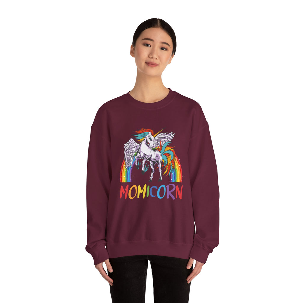 Mom Sweatshirt - Colorful MOMICORN Design