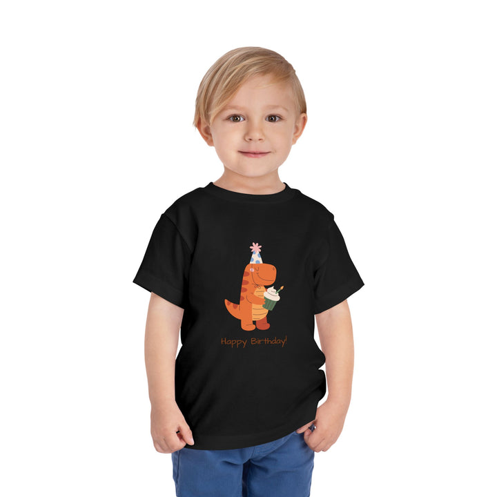 Toddler Tee — Cute Birthday Dinosaur "Happy Birthday" Shirt