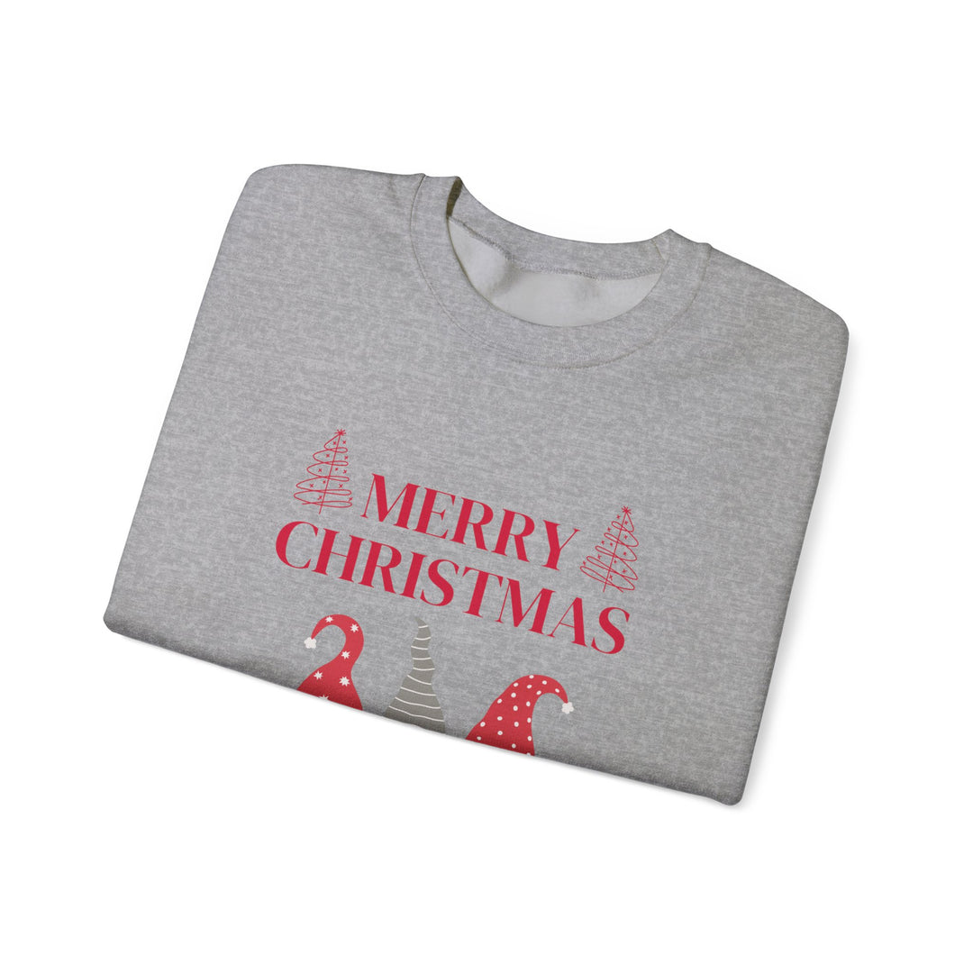 Christmas Gnome Crewneck Sweatshirt - "Merry Christmas and Happy New Year" Holiday Sweatshirt