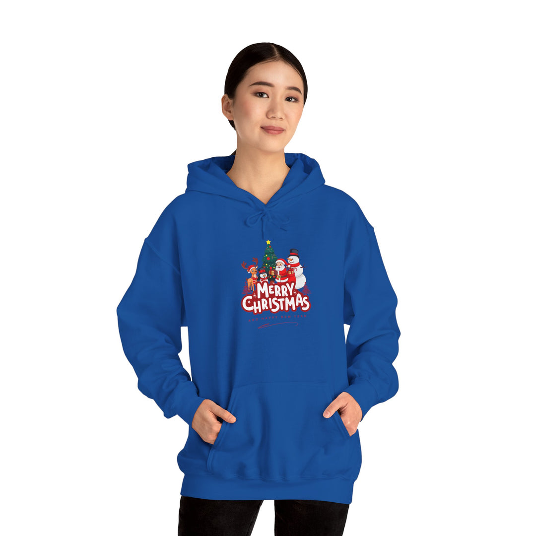 Christmas Crew Hoodie - 'Merry Christmas' Santa & Snowman Holiday Sweatshirt