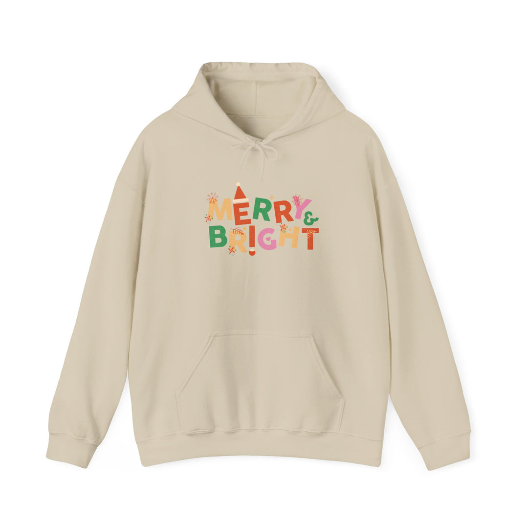 Merry & Bright Holiday Hoodie — Colorful Christmas Graphic Sweatshirt