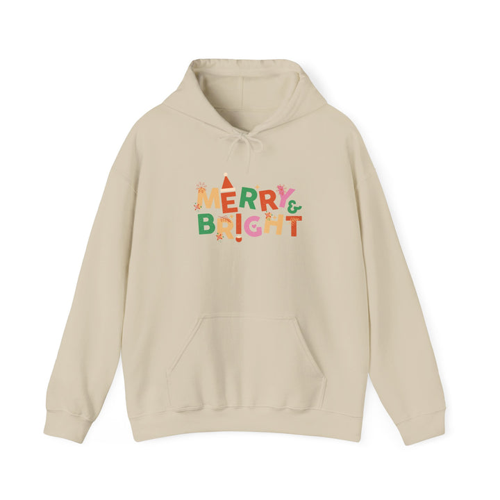 Merry & Bright Holiday Hoodie — Colorful Christmas Graphic Sweatshirt
