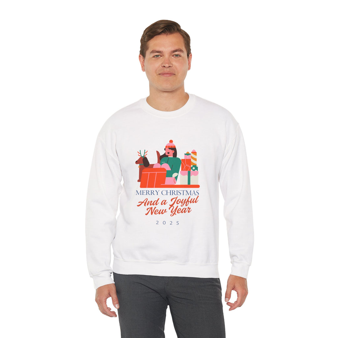 Christmas Crewneck Sweatshirt - "Merry Christmas and a Joyful New Year 2025" Holiday Sweatshirt