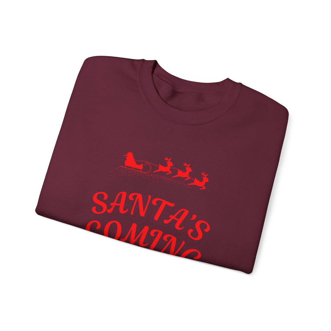 Christmas Sweatshirt — "Santa's Coming to Town" Festive Crewneck
