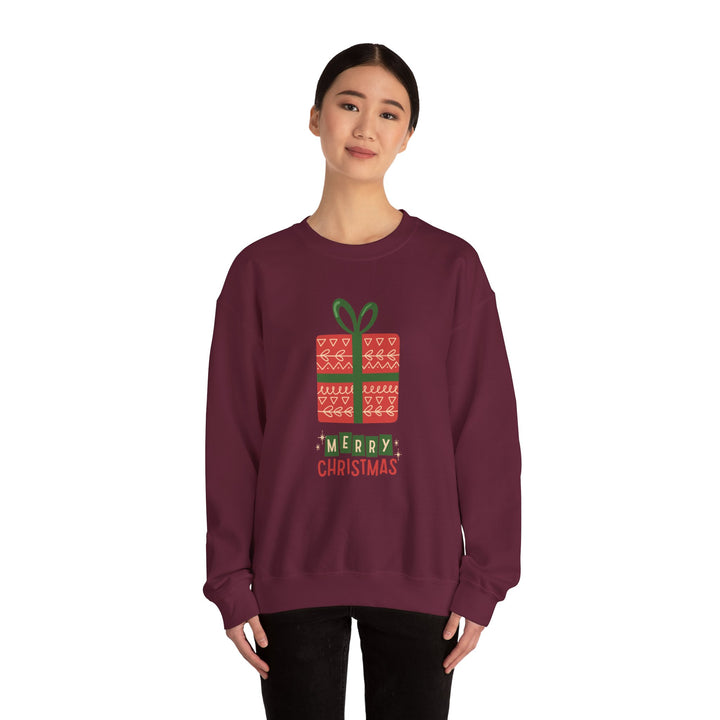 Christmas Present Sweatshirt – 'Merry Christmas' Holiday Crewneck