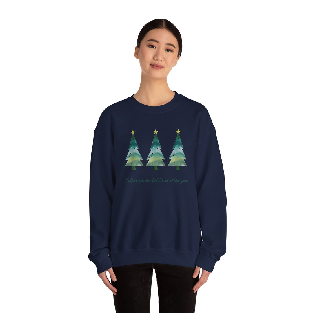 Christmas Tree Crewneck Sweatshirt — Cozy Holiday Trees Design