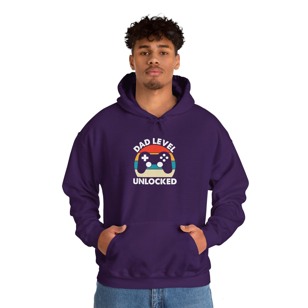 Dad’s Hooded Sweatshirt – Dad Level Unlocked Design