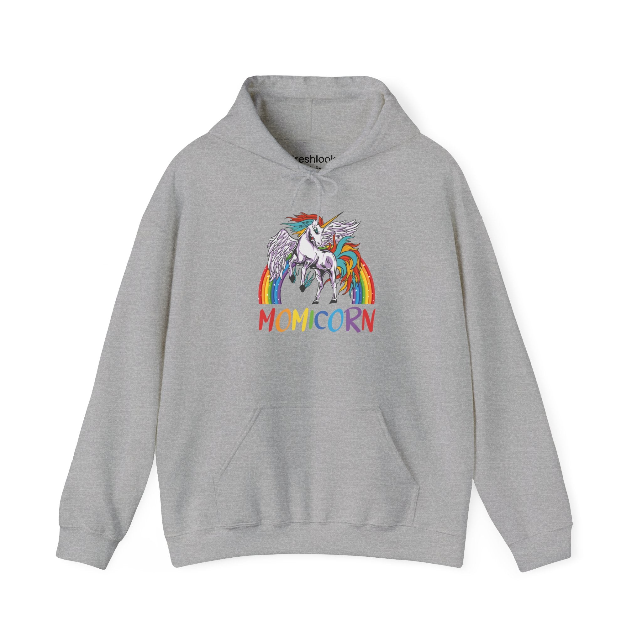 Mom's Hooded Sweatshirt - MOMICORN Hoodie - Colorful Unicorn Design for Fun and Comfort