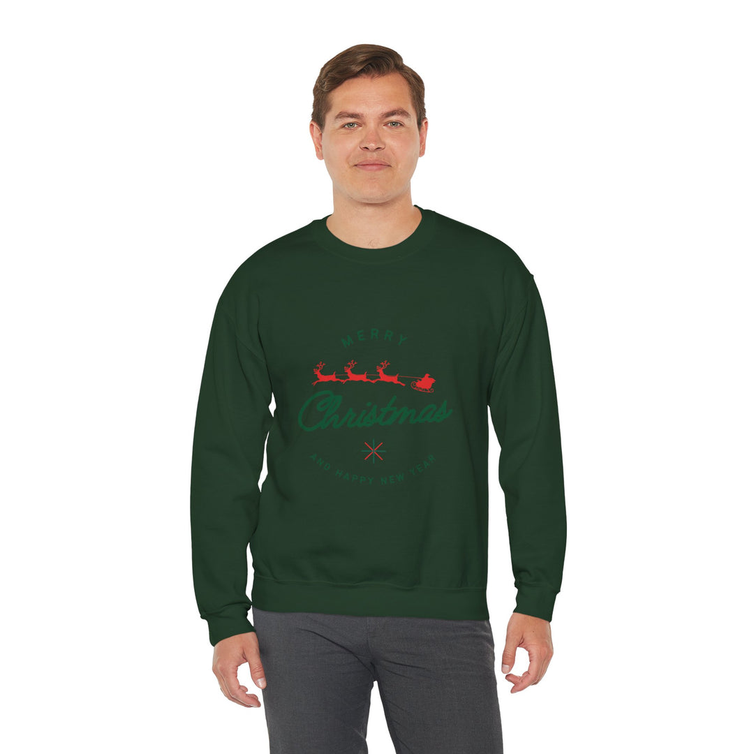 Christmas Crewneck Sweatshirt - 'Merry Christmas' Santa Sleigh Holiday Sweatshirt