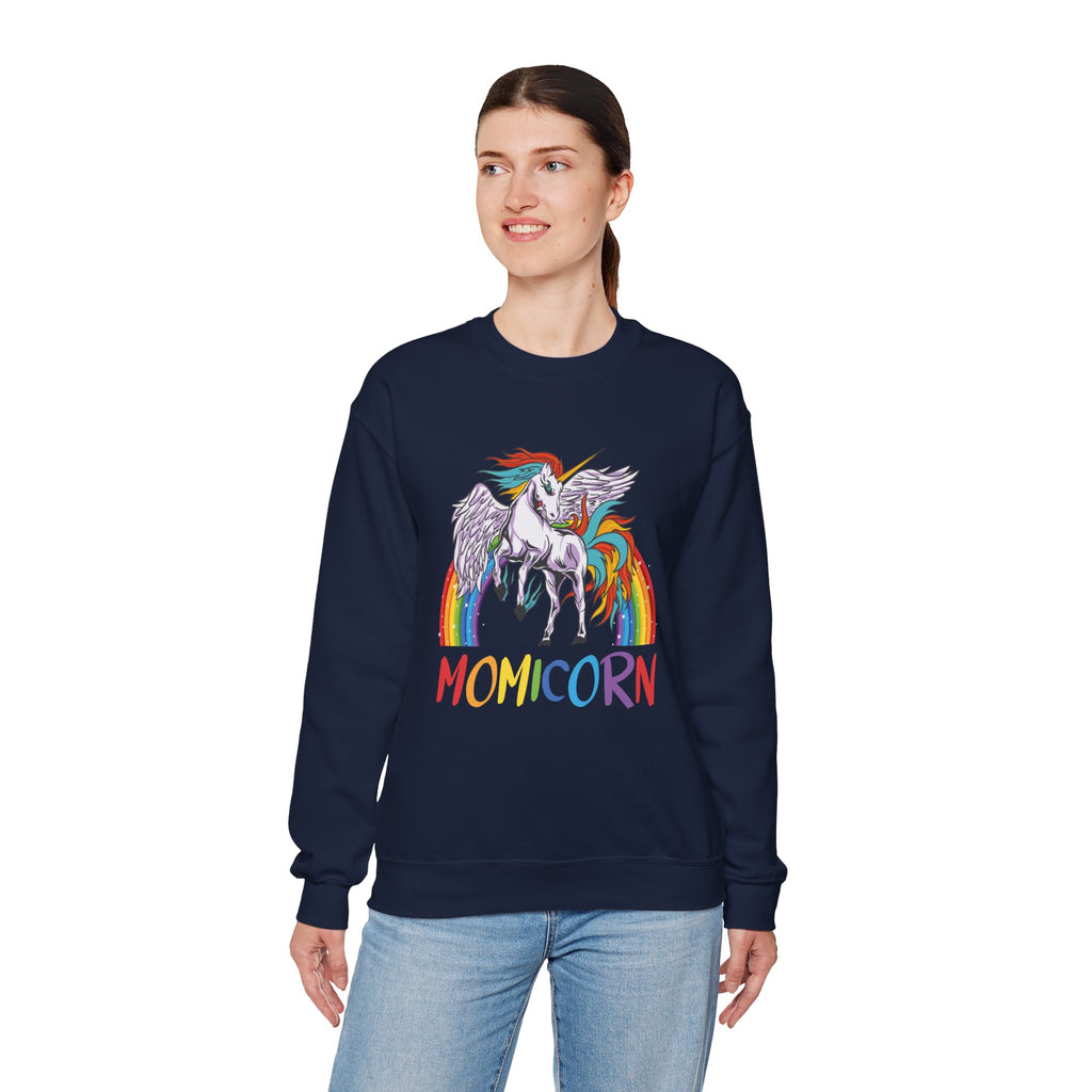 Mom Sweatshirt - Colorful MOMICORN Design