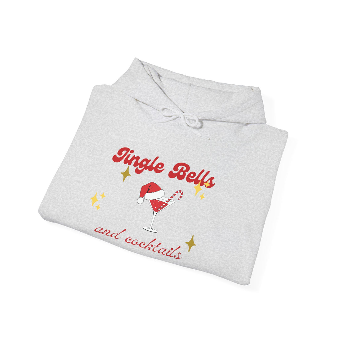 Jingle Bells and Cocktails Hoodie - Festive Unisex Heavy Blend Sweatshirt