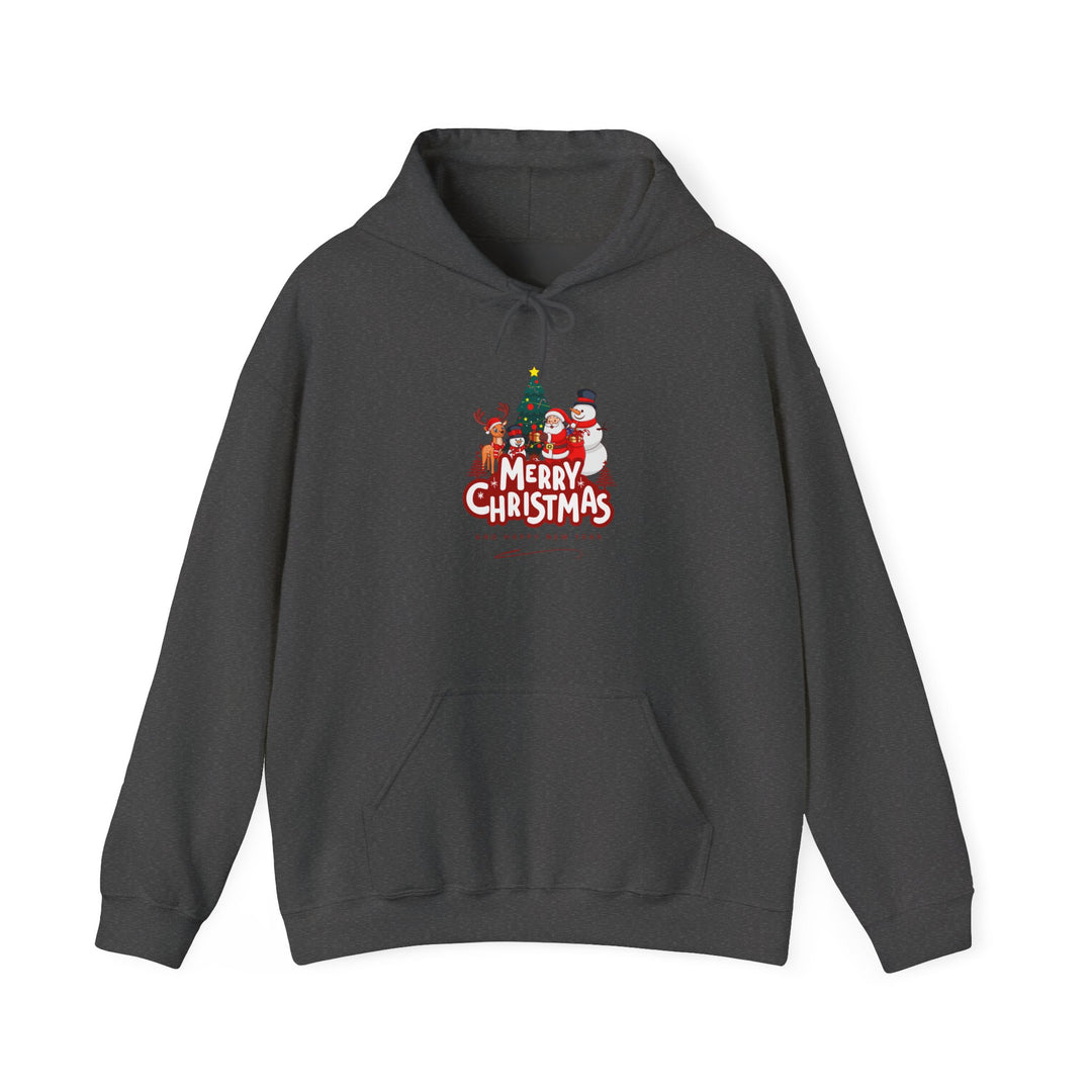 Christmas Crew Hoodie - 'Merry Christmas' Santa & Snowman Holiday Sweatshirt