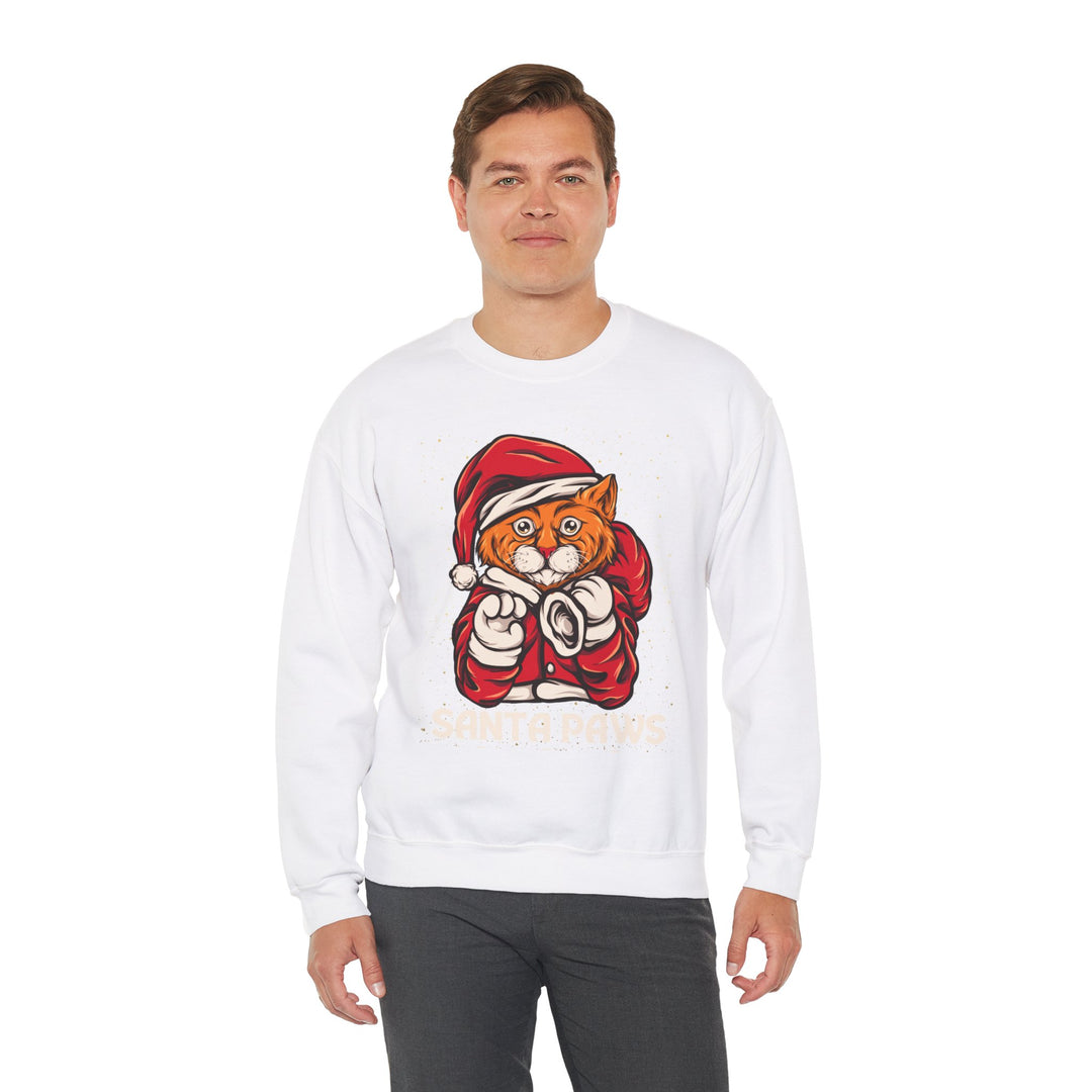 Santa Paws Unisex Heavy Blend Crewneck Sweatshirt - Cozy Festive Cat Design for Holiday Cheer