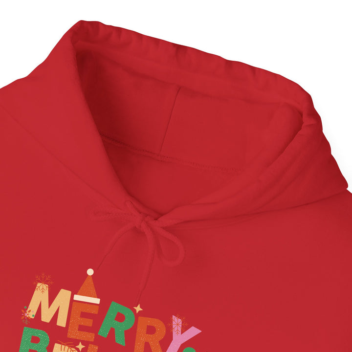 Merry & Bright Holiday Hoodie — Colorful Christmas Graphic Sweatshirt