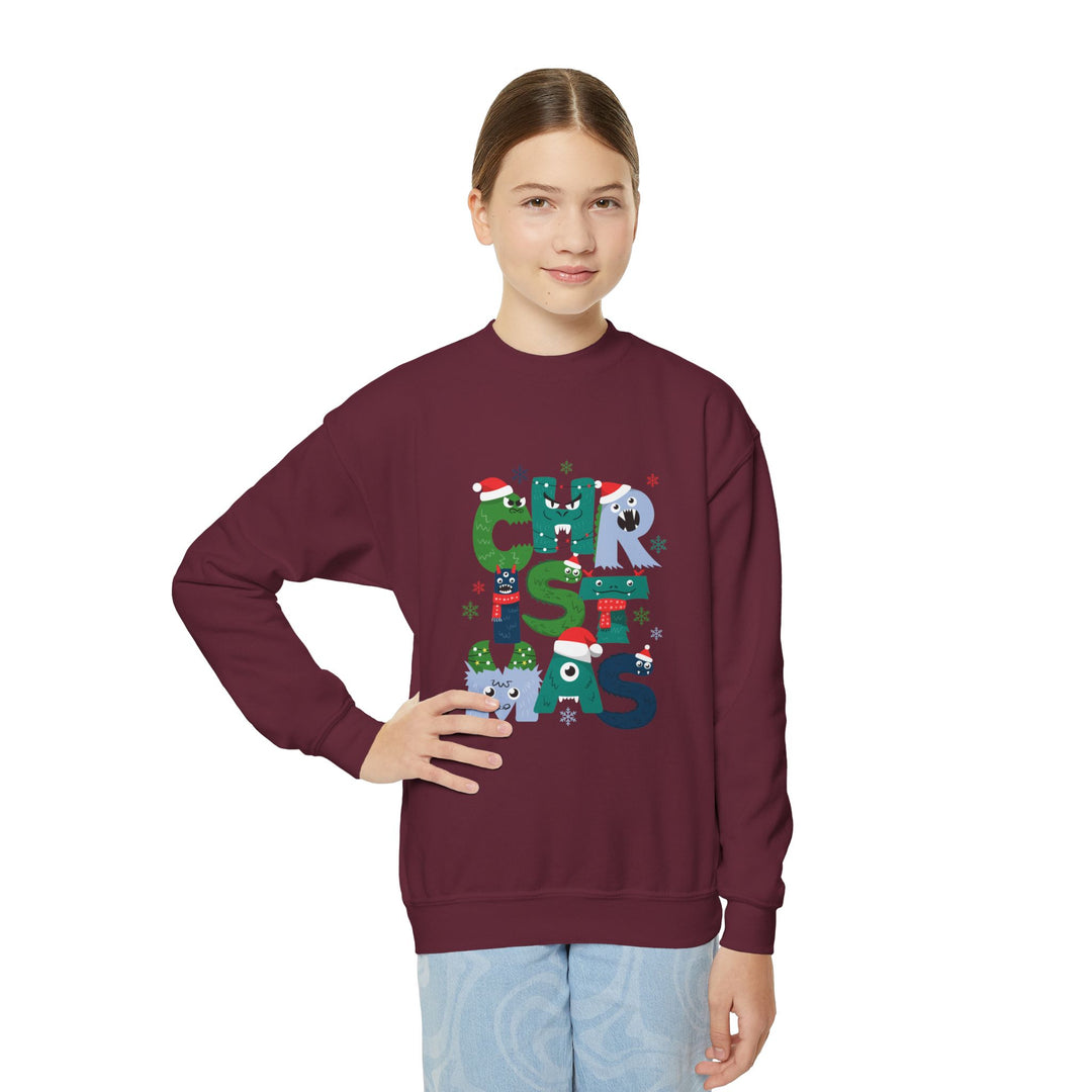 Kids Christmas Crewneck Sweatshirt – Colorful Holiday 'CHRISTMAS' Letter Design