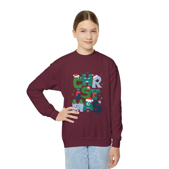 Kids Christmas Crewneck Sweatshirt – Colorful Holiday 'CHRISTMAS' Letter Design