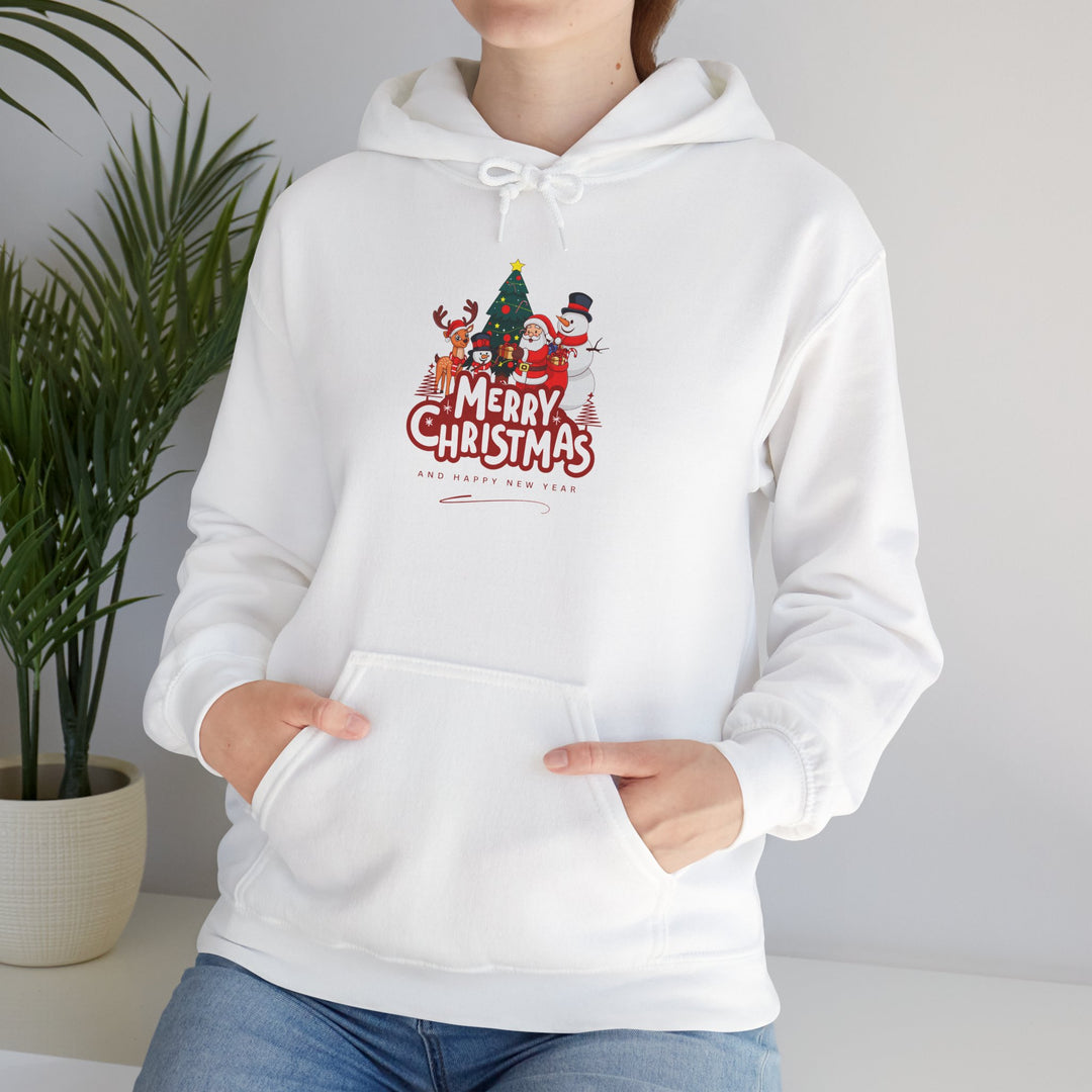 Christmas Crew Hoodie - 'Merry Christmas' Santa & Snowman Holiday Sweatshirt