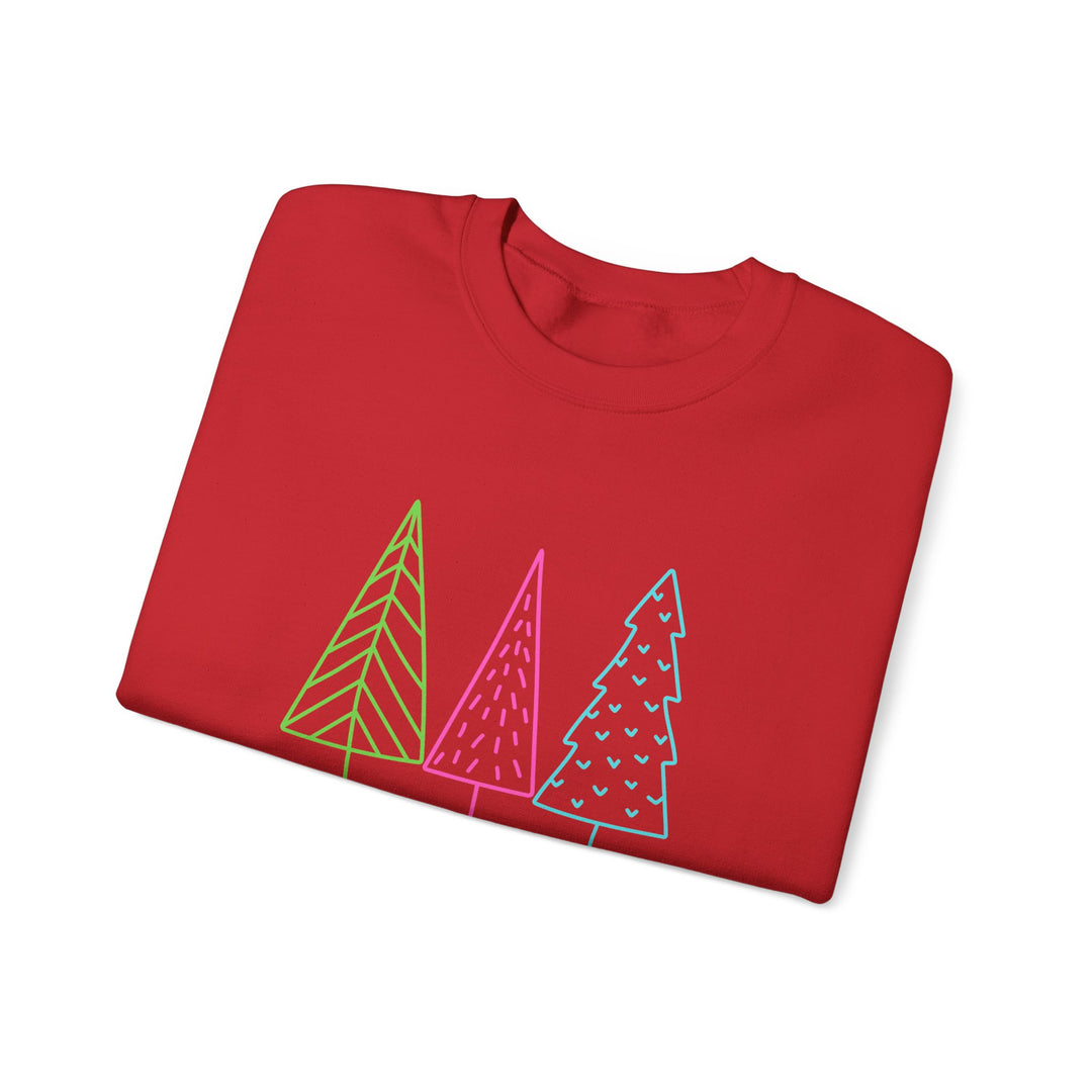 Christmas Crewneck Sweatshirt — Pastel 'Merry Christmas' Trees