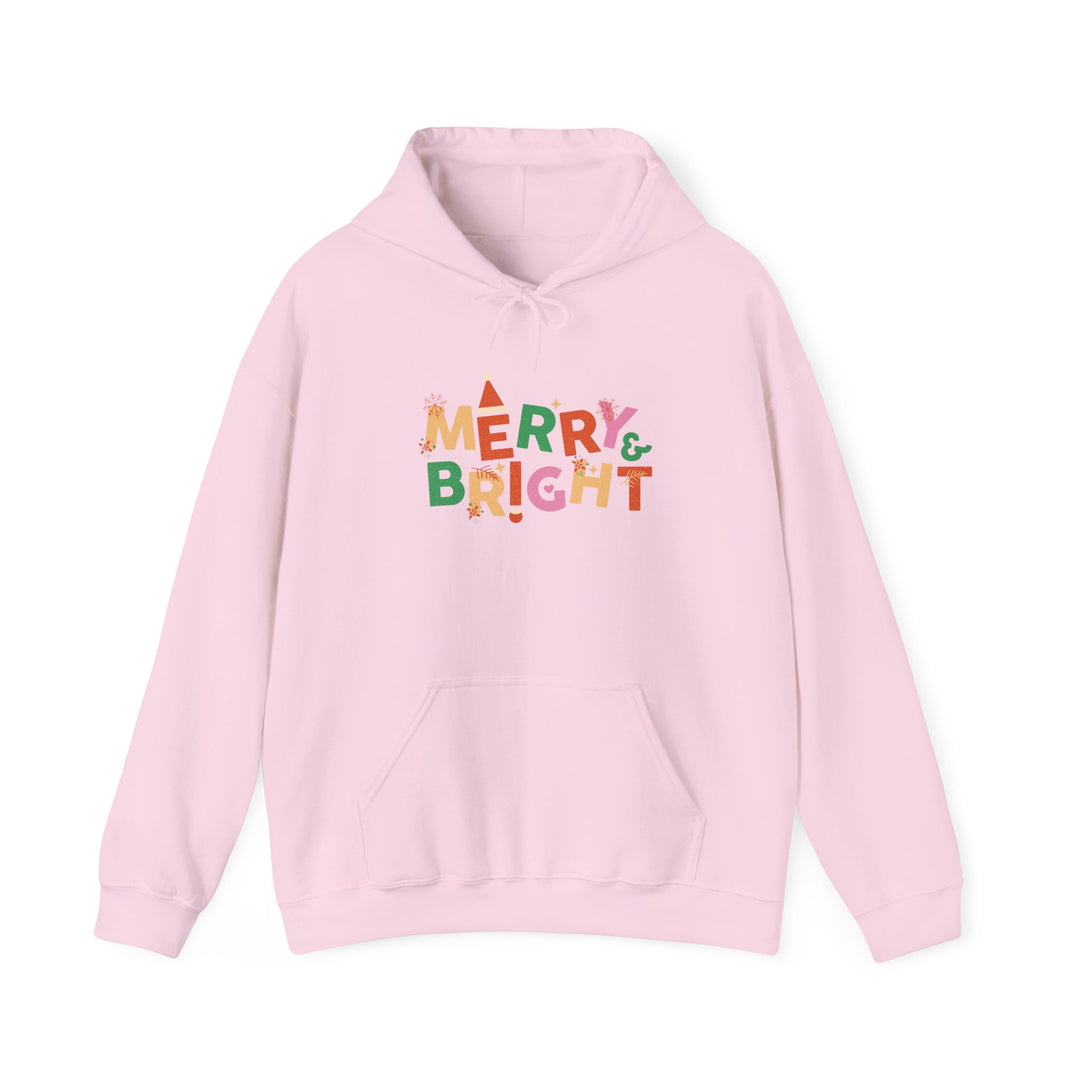 Merry & Bright Holiday Hoodie — Colorful Christmas Graphic Sweatshirt