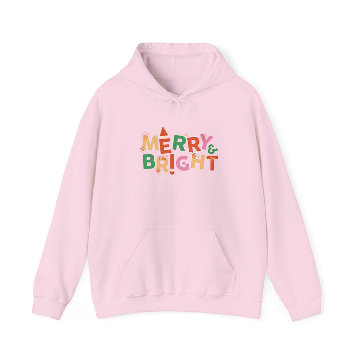 Merry & Bright Holiday Hoodie — Colorful Christmas Graphic Sweatshirt