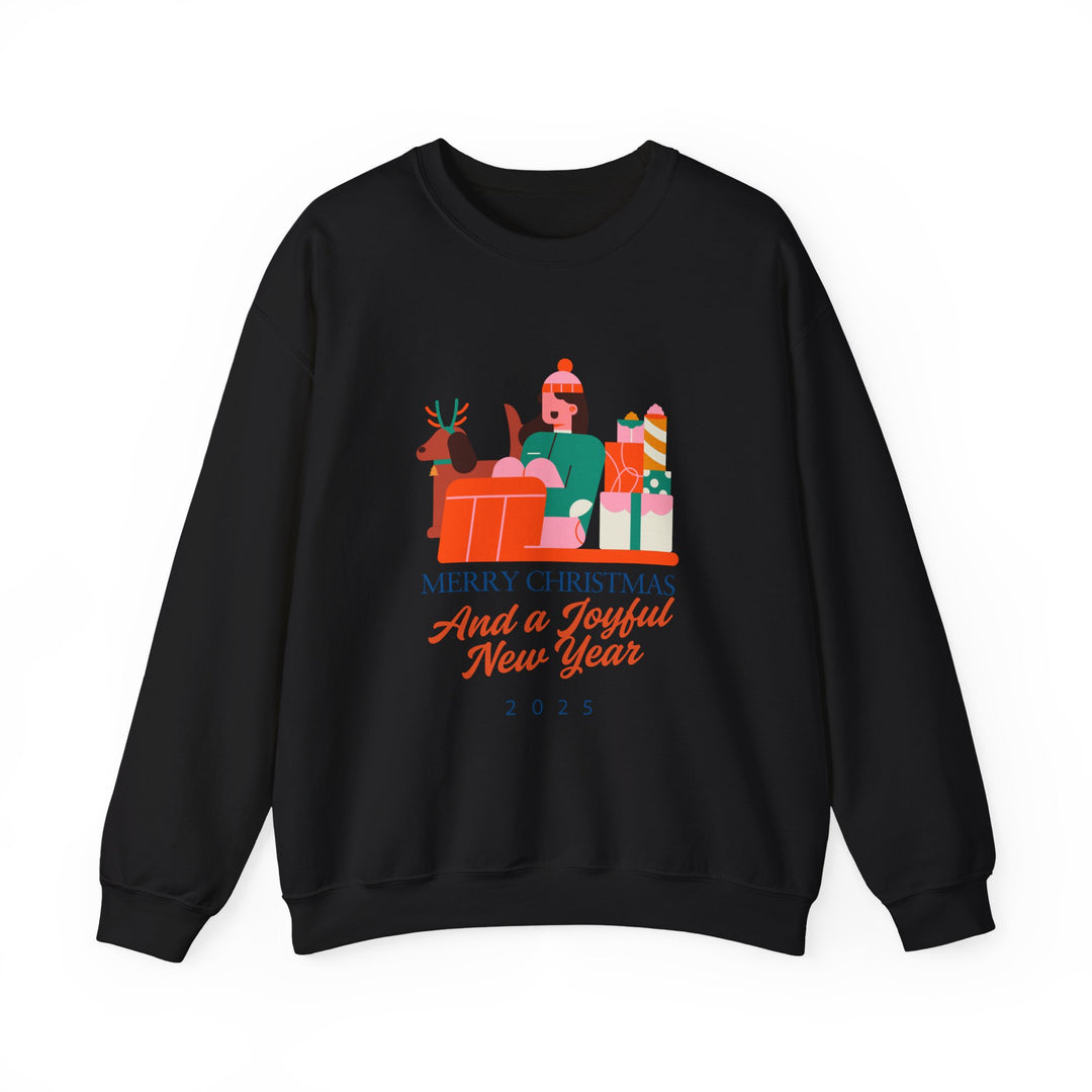 Christmas Crewneck Sweatshirt - "Merry Christmas and a Joyful New Year 2025" Holiday Sweatshirt