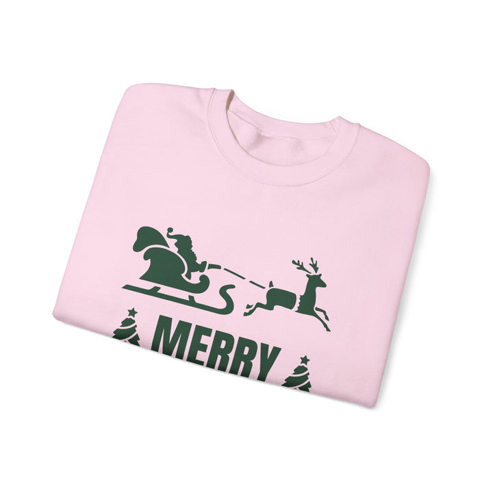Christmas Sweatshirt - 'Merry Christmas and Happy New Year' Santa Sleigh Crewneck