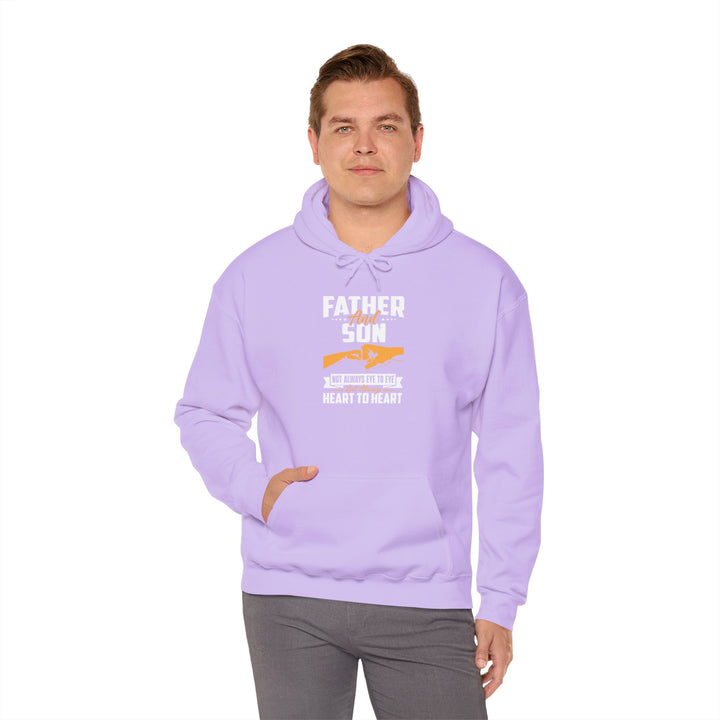 Dad’s Hooded Sweatshirt – Father and Son Not Always Eye to Eye But Always Heart to Heart Design