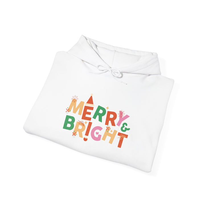 Merry & Bright Holiday Hoodie — Colorful Christmas Graphic Sweatshirt