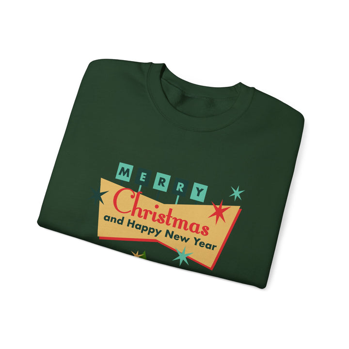 Christmas Crewneck Sweatshirt - "Merry Christmas and Happy New Year" Retro Holiday Design