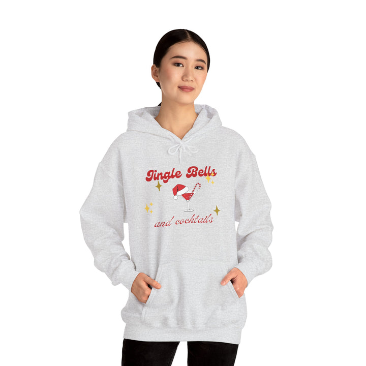 Jingle Bells and Cocktails Hoodie - Festive Unisex Heavy Blend Sweatshirt