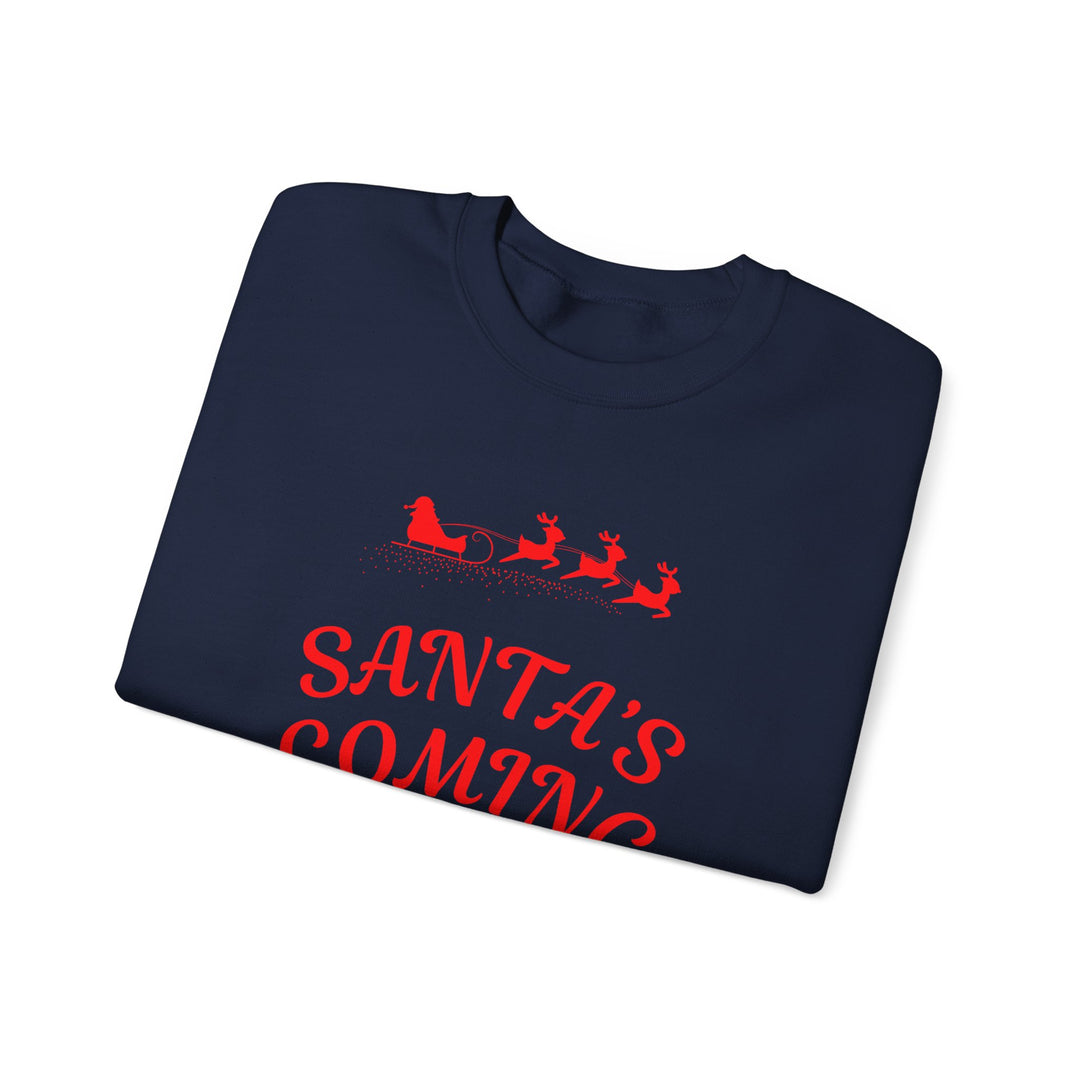 Christmas Sweatshirt — "Santa's Coming to Town" Festive Crewneck