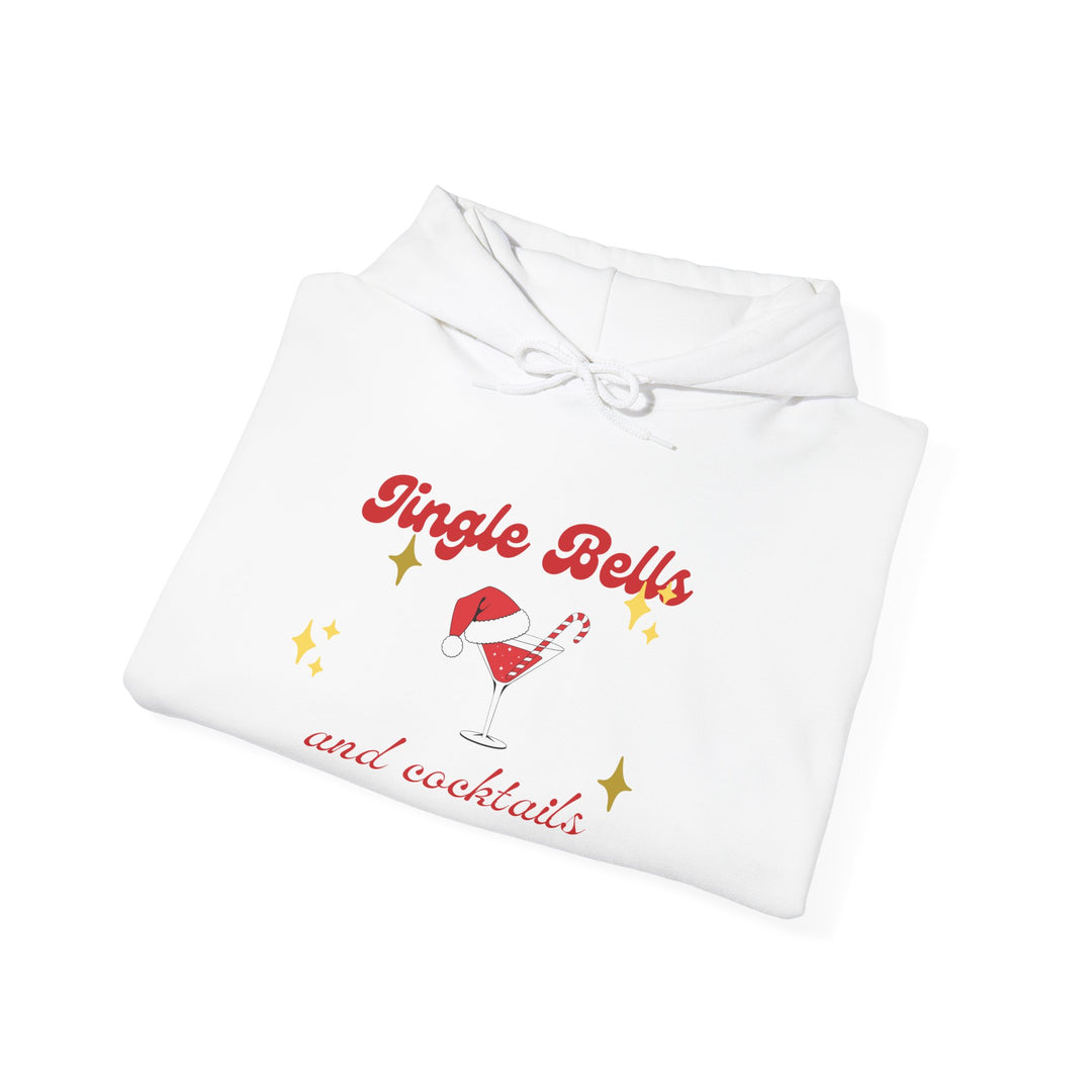 Jingle Bells and Cocktails Hoodie - Festive Unisex Heavy Blend Sweatshirt