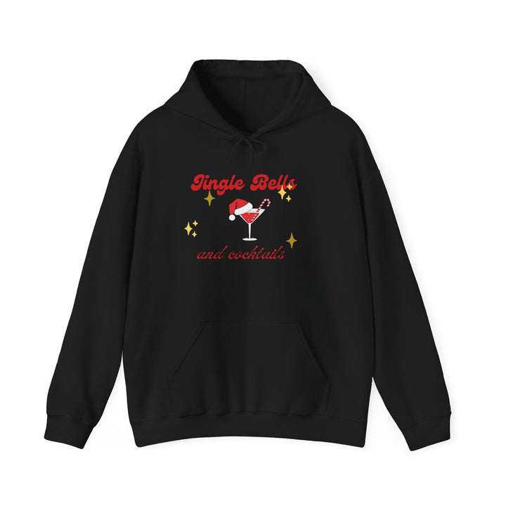 Jingle Bells and Cocktails Hoodie - Festive Unisex Heavy Blend Sweatshirt