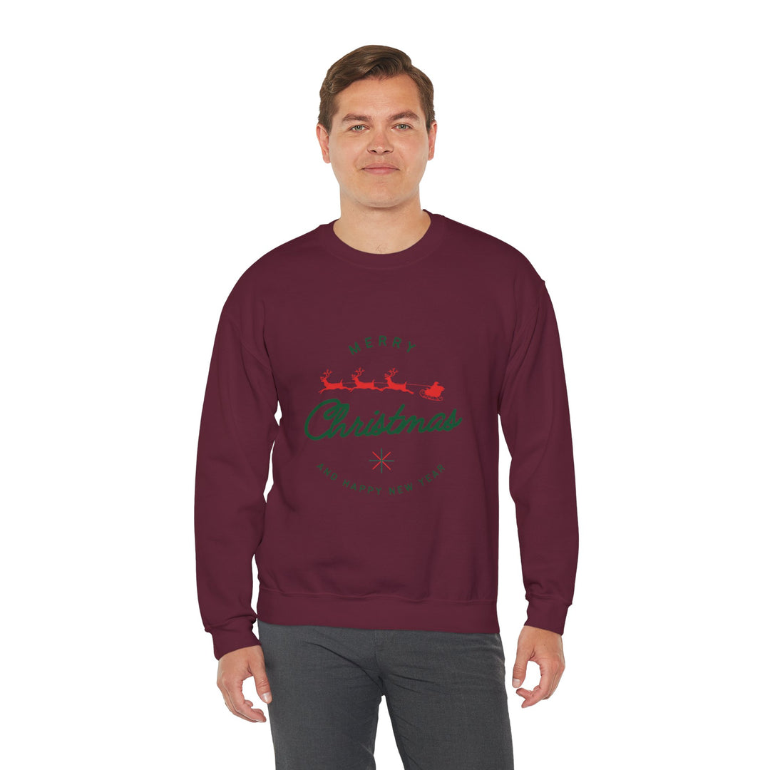Christmas Crewneck Sweatshirt - 'Merry Christmas' Santa Sleigh Holiday Sweatshirt