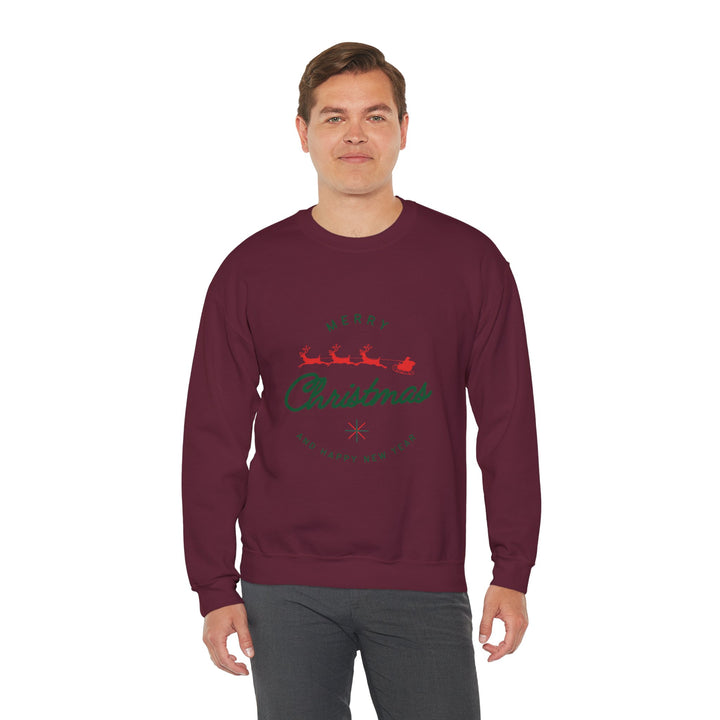 Christmas Crewneck Sweatshirt - 'Merry Christmas' Santa Sleigh Holiday Sweatshirt