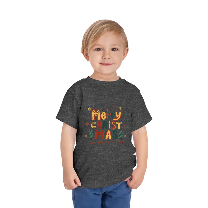Toddler Christmas Tee — "Merry Christmas and Happy New Year" Holiday Shirt