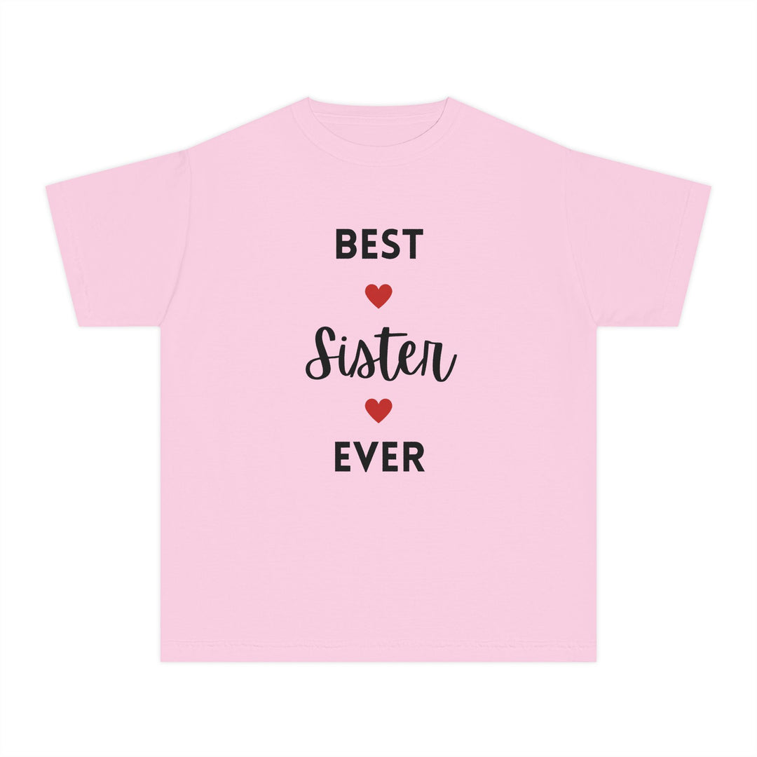 Best Sister Ever Youth Tee — Kids' Yellow 'Best Sister Ever' Heart T‑Shirt
